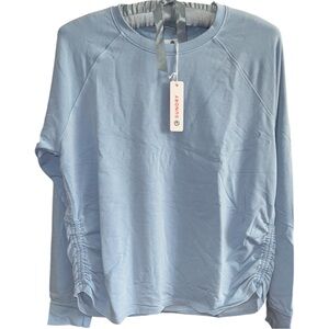 Sundry Light Blue Gathered Side Sweatshirt Crewneck Long Sleeve Women Size M NWT